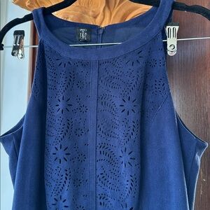 Dark Blue Faux Suede Dress